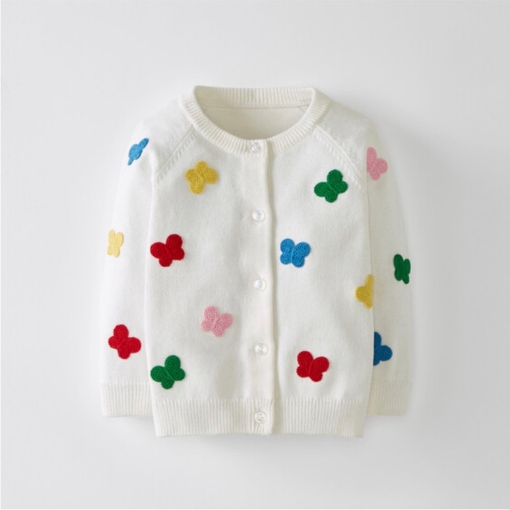 Hanna Andersson Embroidered Butterfly Cardigan Colorful 6-12 months